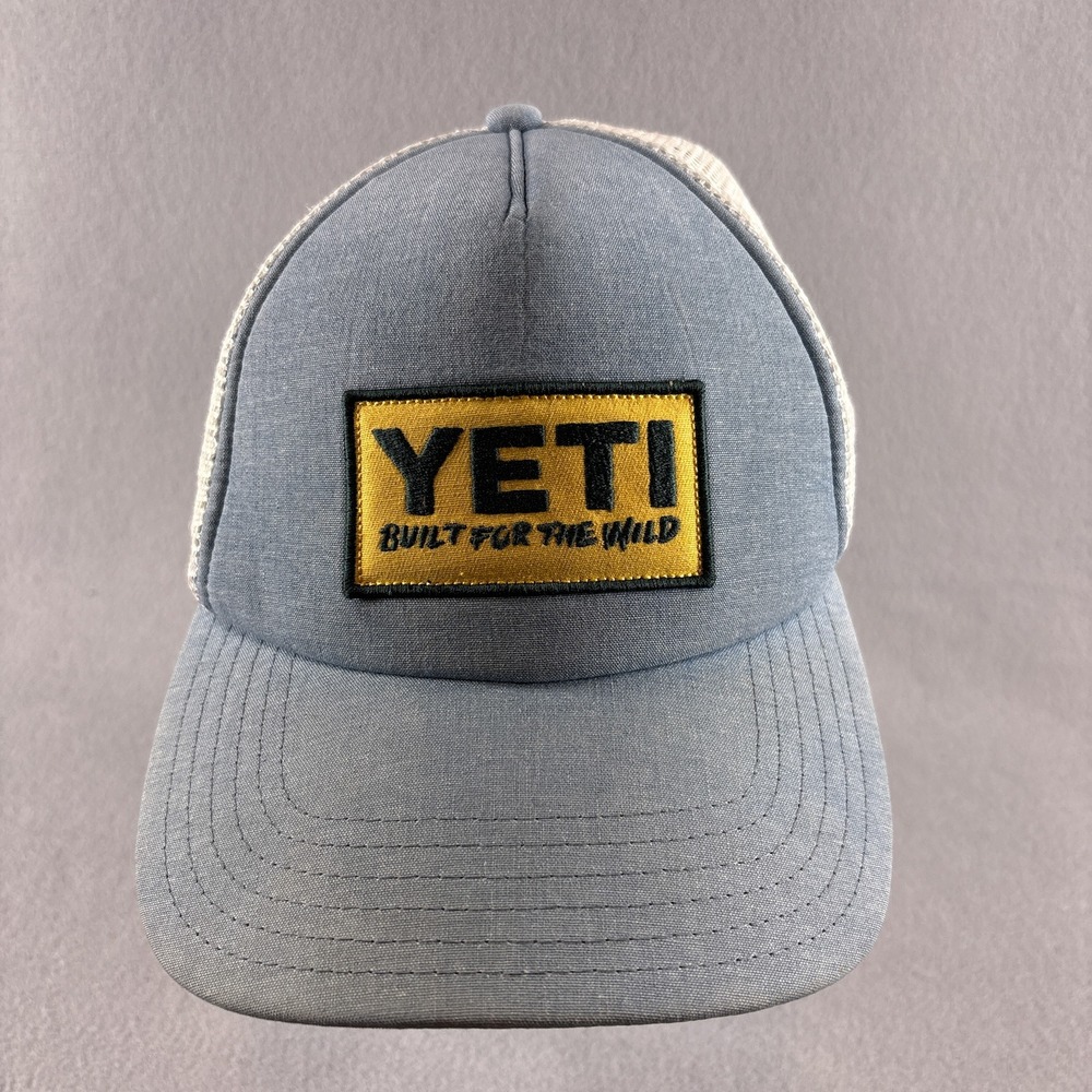 YETI Trucker Hat One Size Blue Mesh Back Built For The Wild Patch Snapback